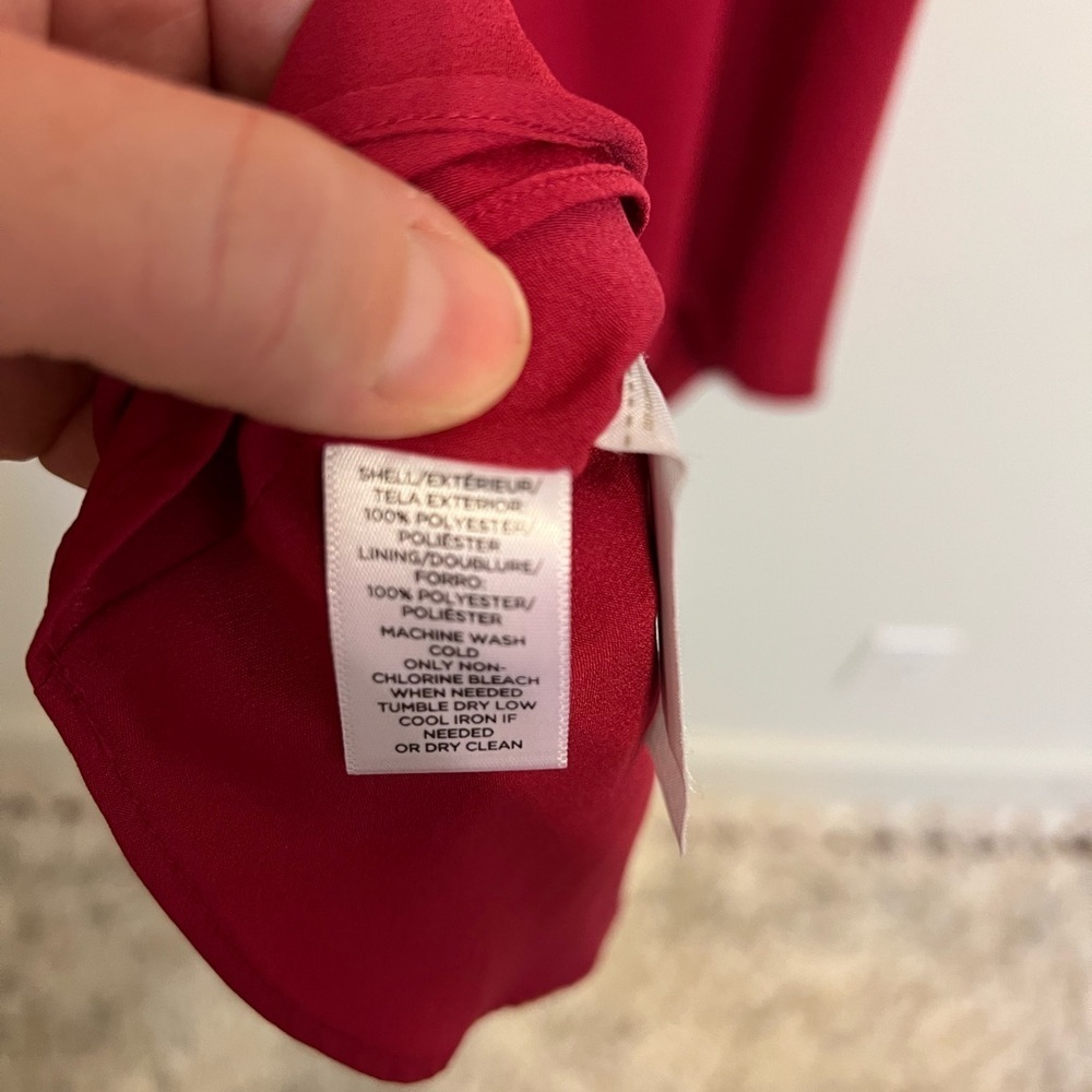 2/$30 LOFT - Raspberry Short Sleeve Mid Length Dress with Flutter Sleeves - Picture 6 of 7